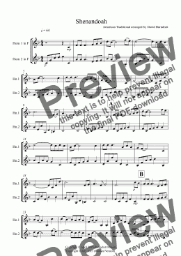 page one of Shenandoah for French Horn Duet