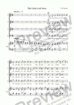 page one of Carol: The Little Lord Jesus  (SATB + Keyboard)