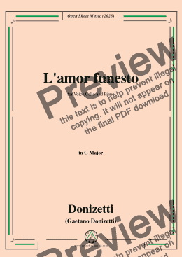 page one of Donizetti-L'amor funesto,for Voice,Cello and Piano