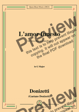 page one of Donizetti-L'amor funesto,for Voice,Horn in F and Piano