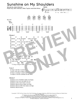 page one of Sunshine On My Shoulders (Solo Guitar)