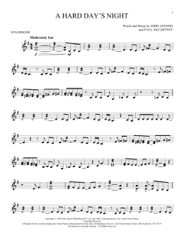 page one of A Hard Day's Night (Xylophone Solo)