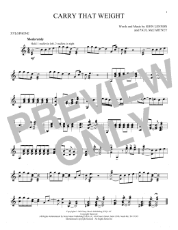 page one of Carry That Weight (Xylophone Solo)