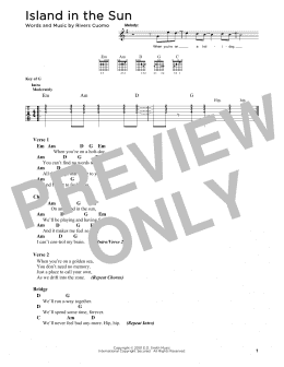 page one of Island In The Sun (Solo Guitar)