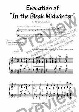 page one of Evocation of "In the bleak midwinter" for 2-3 octave handbells