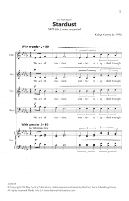 page one of Stardust (SATB Choir)