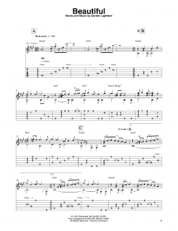 page one of Beautiful (Solo Guitar)