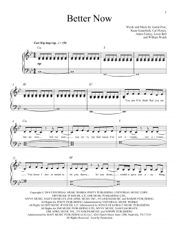 page one of Better Now (Easy Piano)