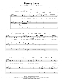 page one of Penny Lane (Bass Guitar Tab)