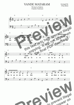 page one of VANDE MATARAM PIANO SHEET MUSIC FOR BEGINNERS