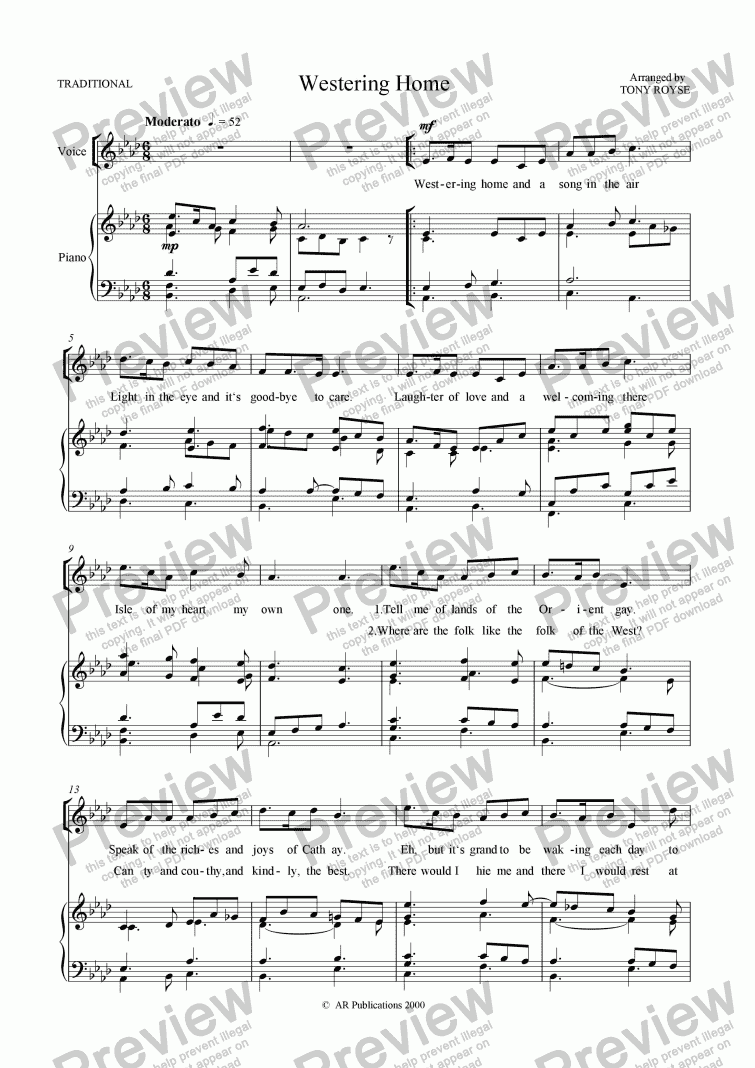 Song Westering Home Download Sheet Music Pdf File