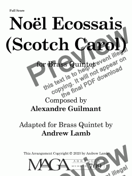 page one of Alexandre Guilmant | Noël Ecossais (Scotch Carol) | for Brass Quintet