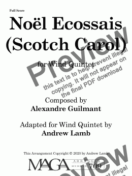 page one of Alexandre Guilmant | Noël Ecossais (Scotch Carol) | for Wind Quintet