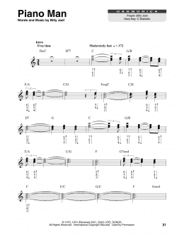 page one of Piano Man (Harmonica)