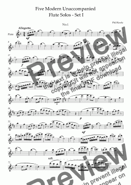 page one of Five Modern Unaccompanied  Flute Solos - Set I