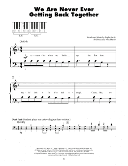 page one of We Are Never Ever Getting Back Together (5-Finger Piano)