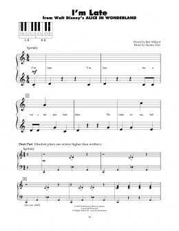 page one of I'm Late (from Alice In Wonderland) (5-Finger Piano)