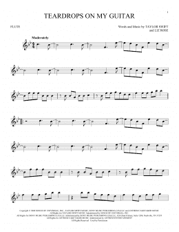 page one of Teardrops On My Guitar (Flute Solo)