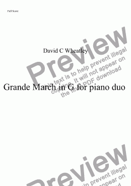 page one of Grande March in G for piano 4 hands by David Wheatley