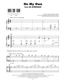 page one of On My Own (from Les Miserables) (5-Finger Piano)