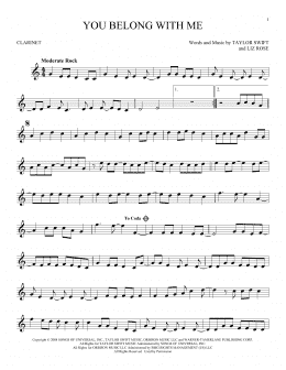 page one of You Belong With Me (Clarinet Solo)