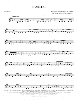 page one of Fearless (Clarinet Solo)