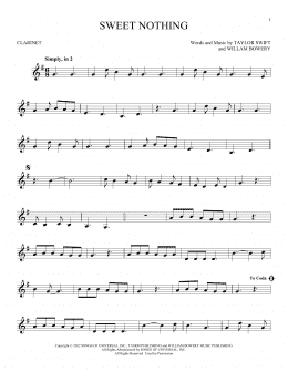 page one of Sweet Nothing (Clarinet Solo)