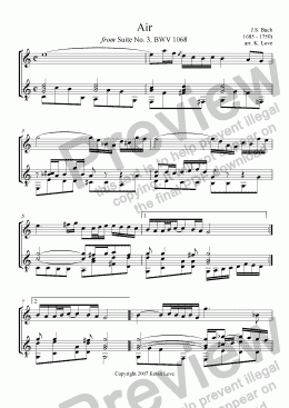 page one of Air, Suite No. 3, BWV 1068 (Violin and Guitar)