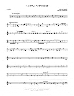 page one of A Thousand Miles (Mallet Solo)