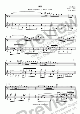 page one of Air, Suite No. 3, BWV 1068 (Cello and Guitar)