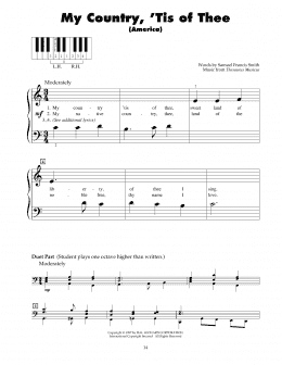 page one of My Country, 'Tis Of Thee (America) (5-Finger Piano)