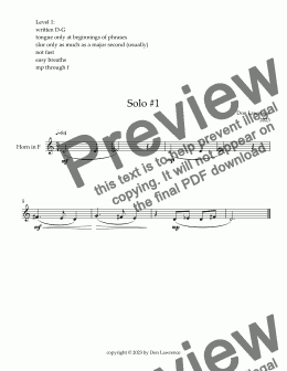 page one of Beginning Horn Method 1:  solo, etude, duet, horn and piano