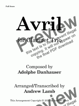 page one of Avril (for Clarinet Trio)