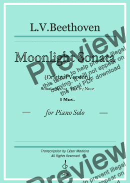 page one of Moonlight Sonata - Original Version