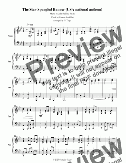 page one of The Star-Spangled Banner (USA national anthem) (Piano Solo)