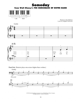 page one of Someday (from The Hunchback Of Notre Dame) (5-Finger Piano)