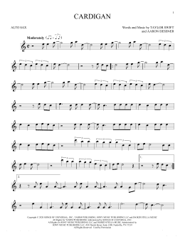 page one of cardigan (Alto Sax Solo)