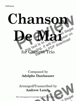 page one of Chanson De Mai (for Clarinet Trio)