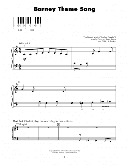 page one of Barney Theme Song (5-Finger Piano)