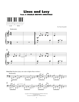 page one of Linus And Lucy (5-Finger Piano)