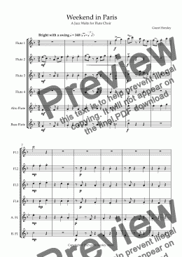 page one of  "Weekend in Paris" Original Jazz Waltz for Flute Choir