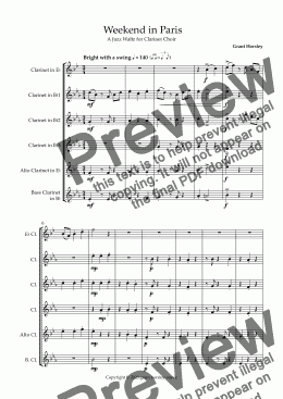 page one of "Weekend in Paris" Original Jazz Waltz for Clarinet Choir