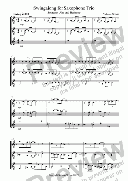 page one of Swingalong for Saxophone Trio