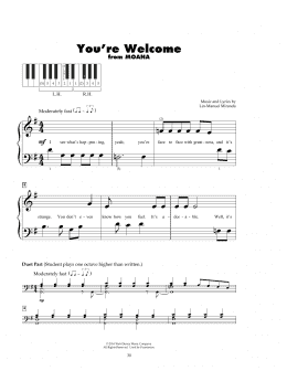 page one of You're Welcome (from Moana) (5-Finger Piano)