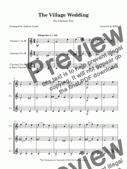 page one of The Village Wedding (for Clarinet Trio)