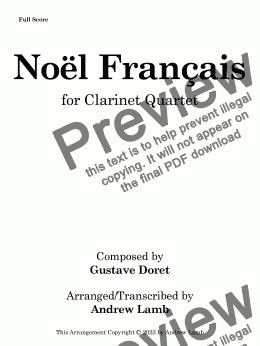 page one of Noël Français (for Clarinet Quartet)