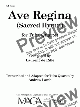 page one of Ave Regina (for Tuba Quartet)