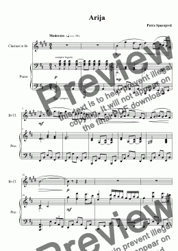 page one of Aria for clarinet and piano