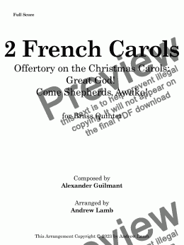 page one of 2 French Carols (for Brass Quintet)