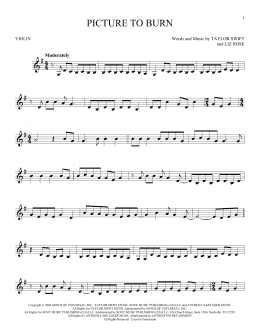 page one of Picture To Burn (Violin Solo)